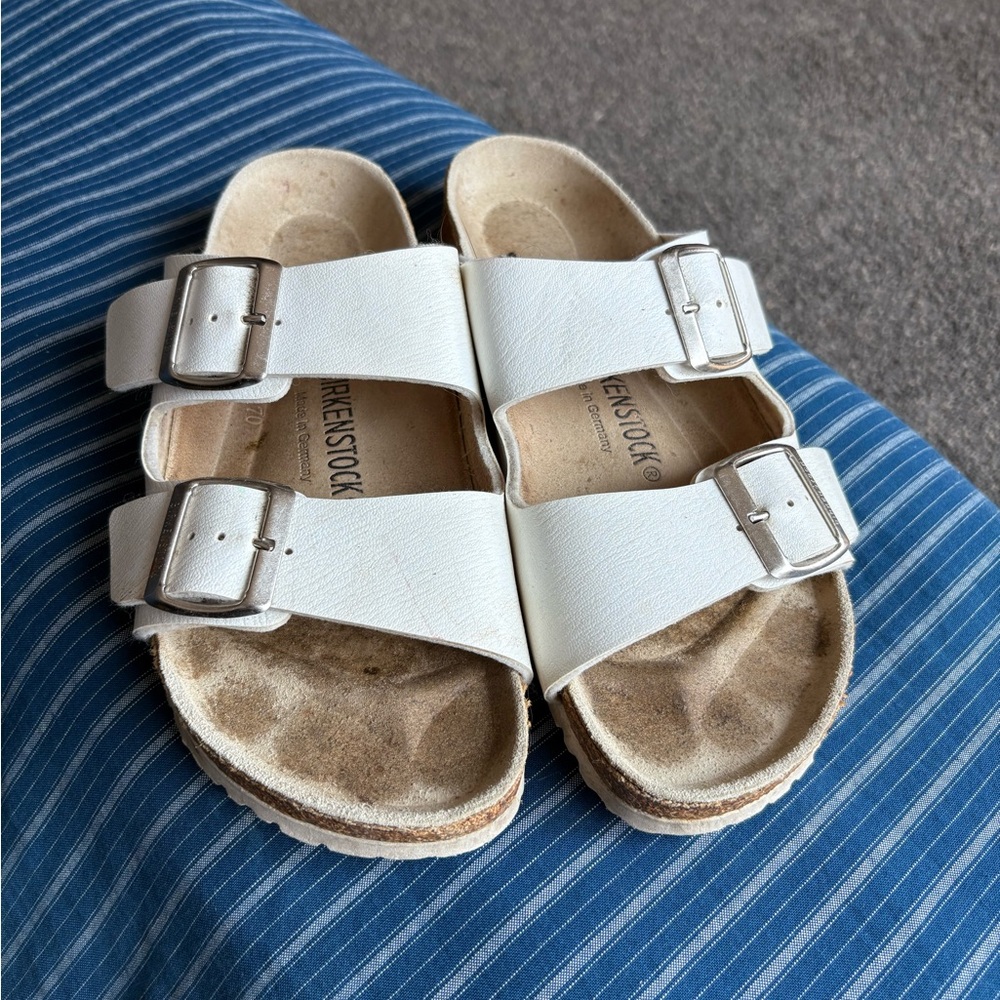 Women’s Birkenstock White Double Buckle Arizona Sandals